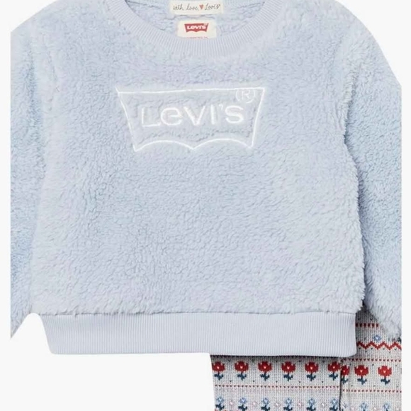 NWT Levi's Baby Blue Fleece Patterned Leggings Set ~24M - Picture 2 of 4